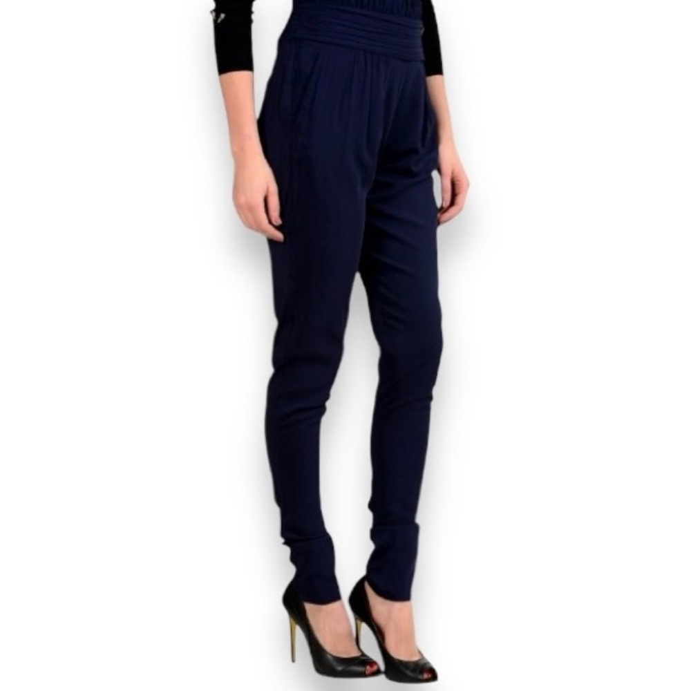 Viktor & Rolf Women’s Navy Pleated Draped Pants